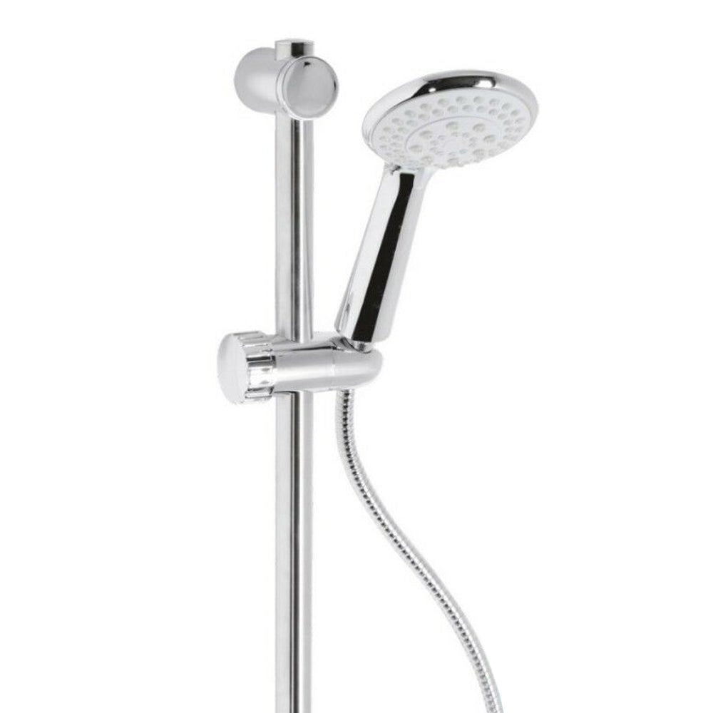 Saliscendi doccia con asta cromata e doccino a 5 getti completo di portasapone by CeramicStore | Lo specialista del tuo bagno
