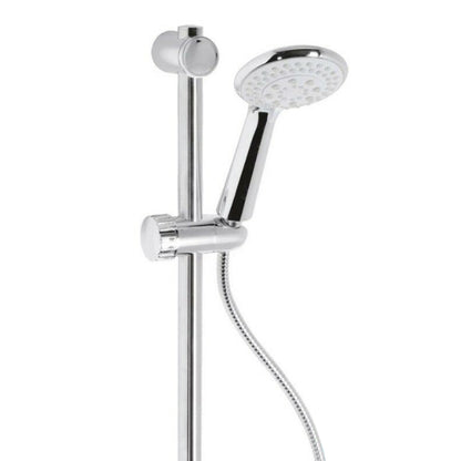 Saliscendi doccia con asta cromata e doccino a 5 getti completo di portasapone by CeramicStore | Lo specialista del tuo bagno