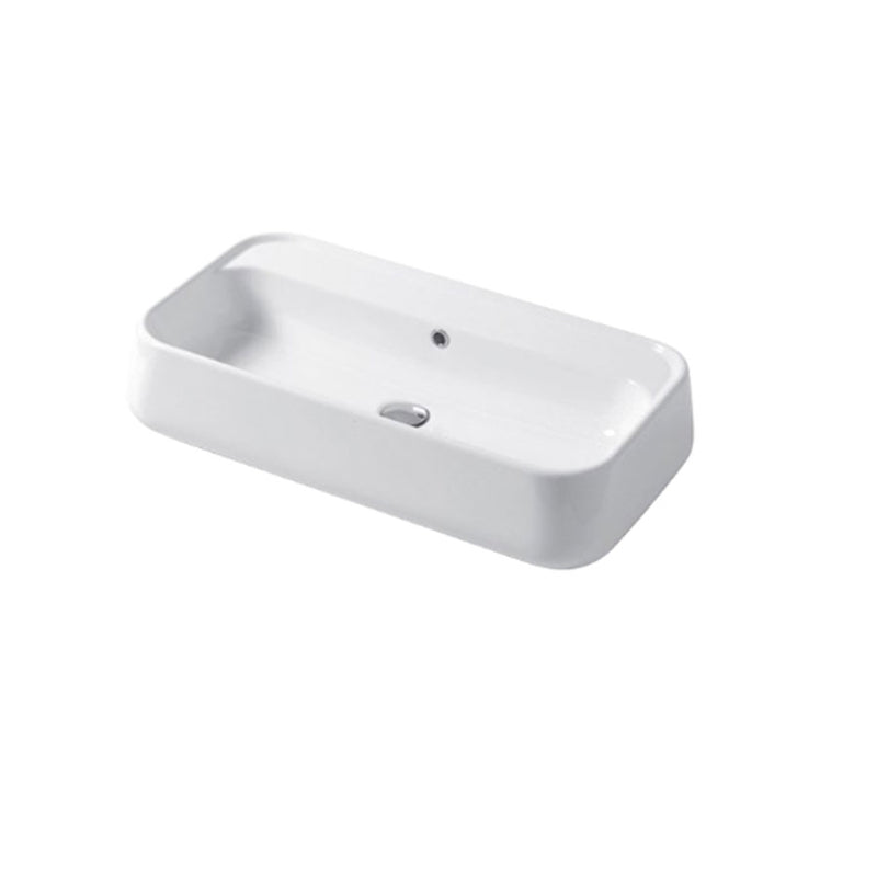 Lavabo da appoggio o sospeso 60cm in ceramica bianca lucida serie Catino Disegno-Ceramica - senza foro per rubinetto