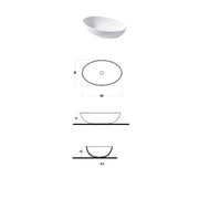Lavabo da appoggio dalla forma ovale 60cm di larghezza in ceramica bianca lucida serie Slim Disegno-Ceramica