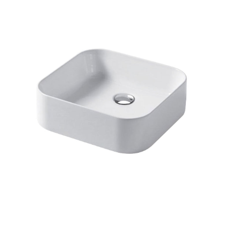 Lavabo da appoggio rettangolare 40x38cm in ceramica bianca lucida serie Slim Disegno-Ceramica