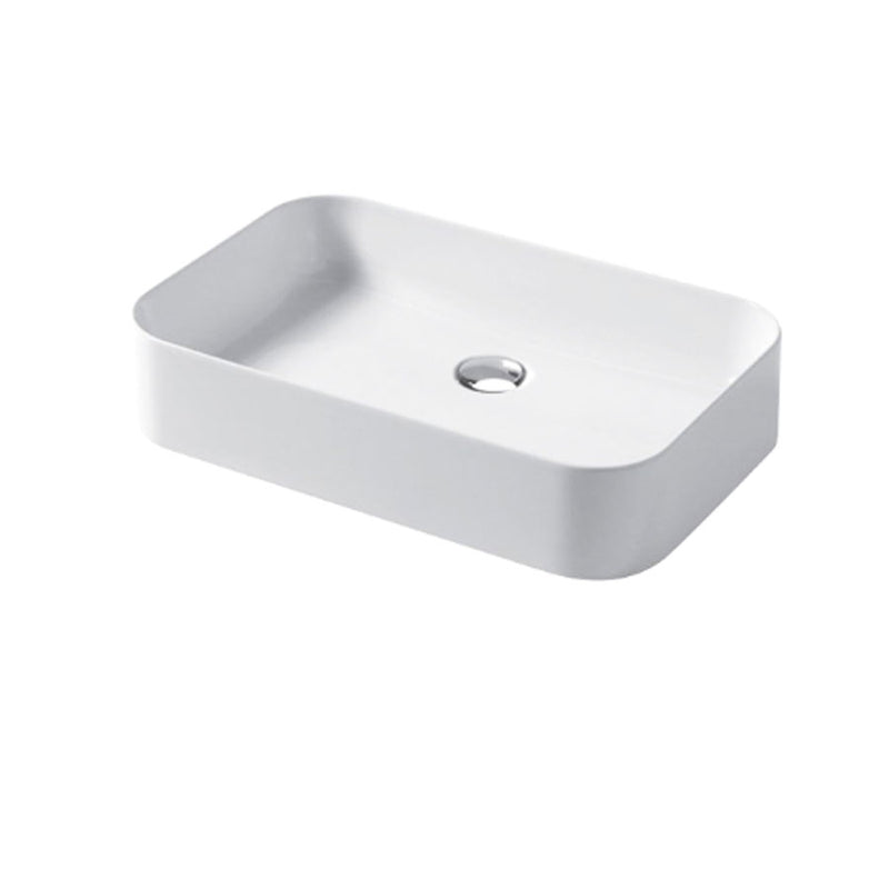 Lavabo da appoggio rettangolare 60x38cm in ceramica bianca lucida serie Slim Disegno-Ceramica