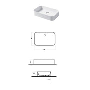 Lavabo da appoggio rettangolare 60x38cm in ceramica bianca lucida serie Slim Disegno-Ceramica
