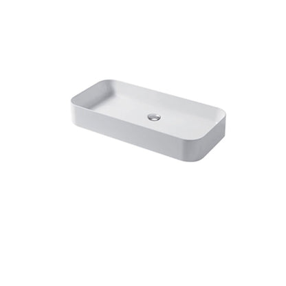 Lavabo da appoggio rettangolare 80x38cm in ceramica bianca lucida serie Slim Disegno-Ceramica