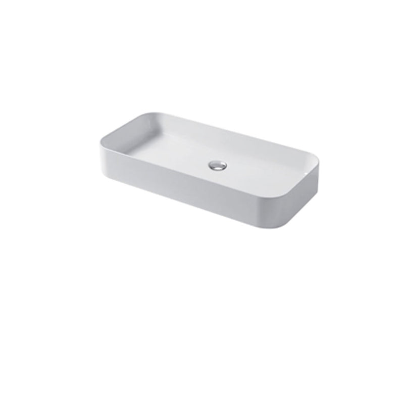 Lavabo da appoggio rettangolare 80x38cm in ceramica bianca lucida serie Slim Disegno-Ceramica