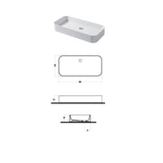 Lavabo da appoggio rettangolare 80x38cm in ceramica bianca lucida serie Slim Disegno-Ceramica