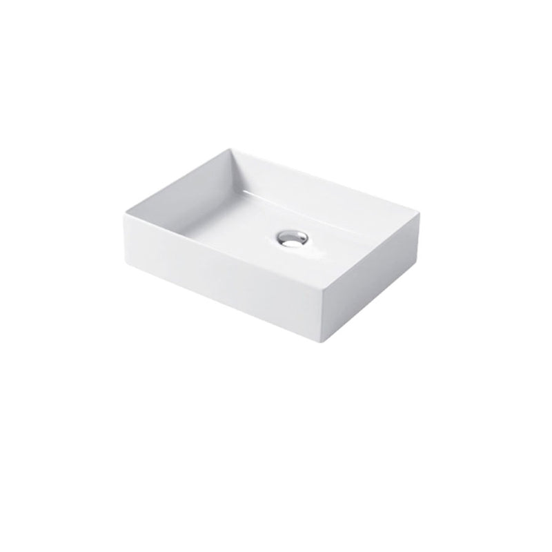 Lavabo da appoggio rettangolare in ceramica bianca lucida 50x38cm Disegno-Ceramica