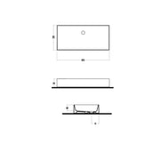 Lavabo da appoggio rettangolare in ceramica bianca lucida 80x38cm Disegno-Ceramica