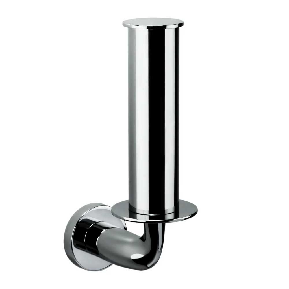 Portarotolo Verticale in ottone cromato Colombo Design collezione Basic Con fissaggio a tassello e ad incollo con kit opzionale