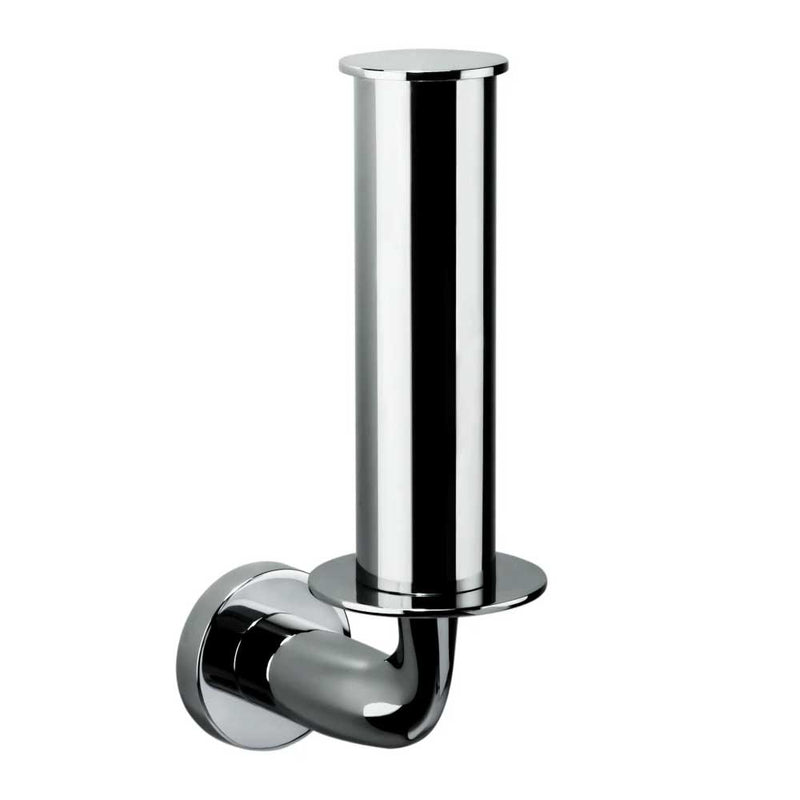 Portarotolo Verticale in ottone cromato Colombo Design collezione Basic Con fissaggio a tassello e ad incollo con kit opzionale