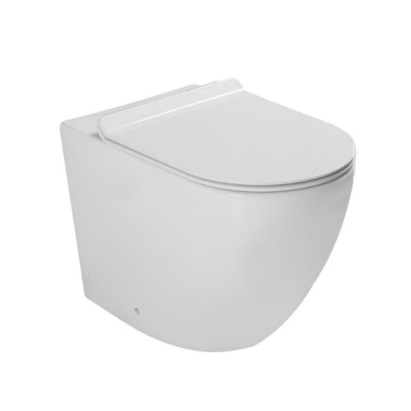 Coppia sanitari a terra filomuro Bathcore con copriwater incluso - serie Aura