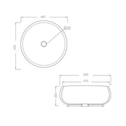 Lavabo d'appoggio tondo senza troppo pieno Linpha Sanitary diametro cm 45