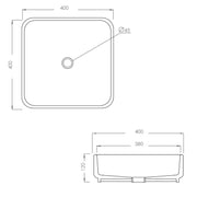 Lavabo d'appoggio quadrato senza troppo pieno Linpha Sanitary cm 40x40