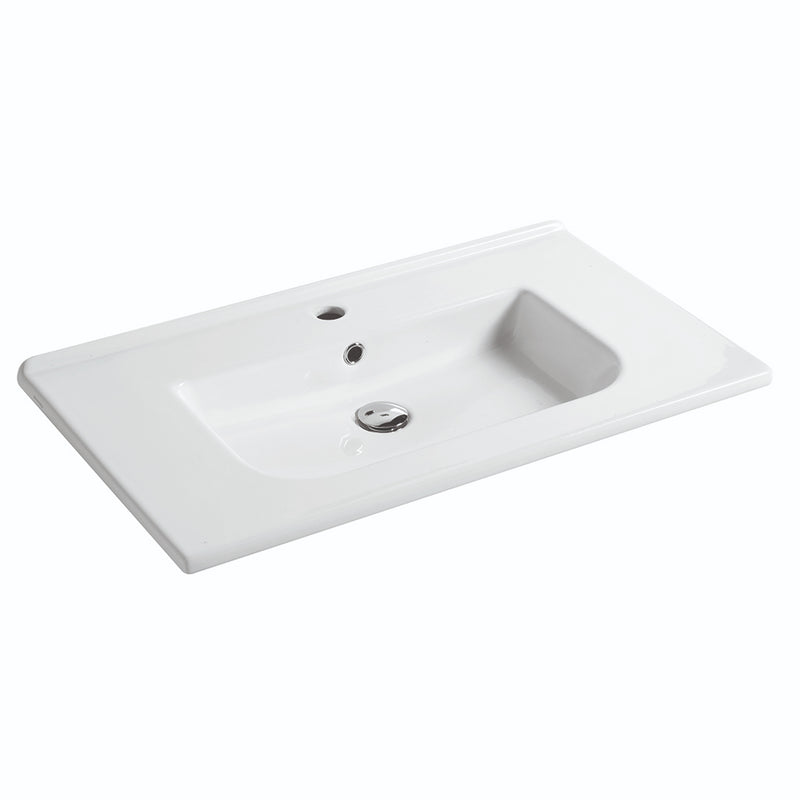 Lavabo consolle semincasso con troppo pieno e foro rubinetto cm 81x46