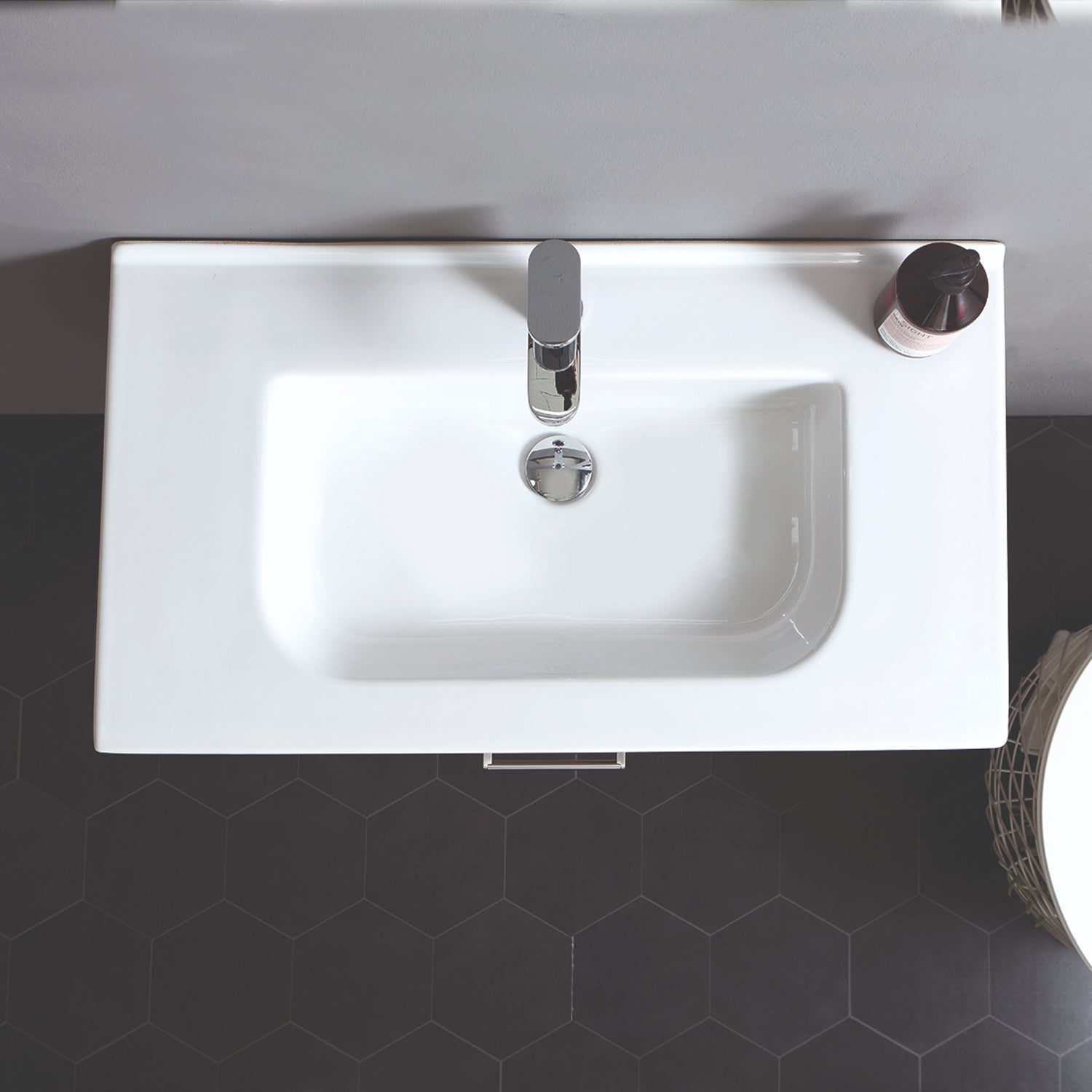 Lavabo consolle semincasso con troppo pieno e foro rubinetto cm 81x46