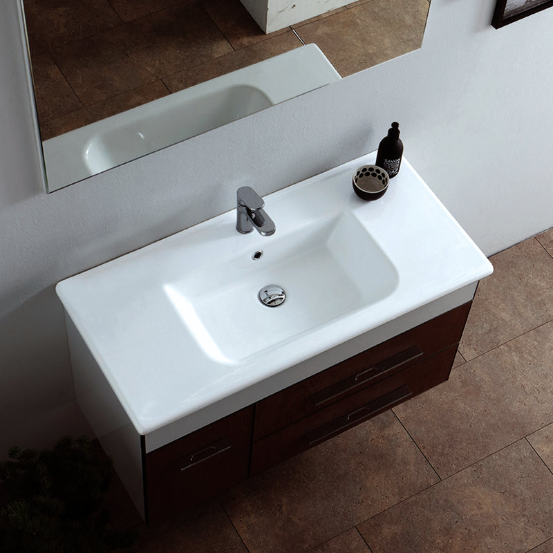 Lavabo consolle semincasso con troppo pieno e foro rubinetto cm 81x46