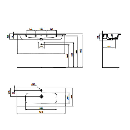 Lavabo top da 124 cm Ideal Standard i.life A by CeramicStore | Lo specialista del tuo bagno