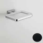 Porta sapone di forma squadrata Nero Opaco con piattino in vetro satinato Colombo Design collezione BasicQ Con fissaggio a tassello by CeramicStore | Lo specialista del tuo bagno