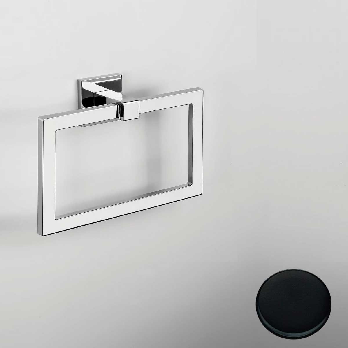 Porta salviette ad Anello di forma squadrata Nero Opaco Colombo Design collezione BasicQ Con fissaggio a tassello by CeramicStore | Lo specialista del tuo bagno