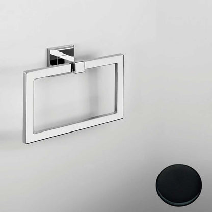 Porta salviette ad Anello di forma squadrata Nero Opaco Colombo Design collezione BasicQ Con fissaggio a tassello by CeramicStore | Lo specialista del tuo bagno