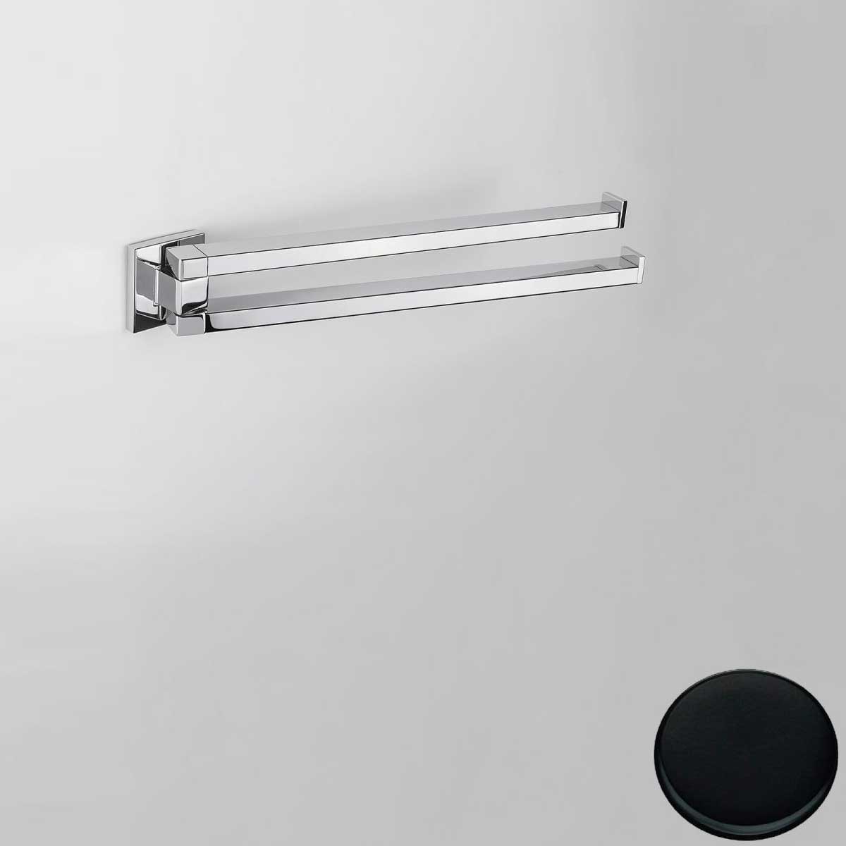 Porta salviette da bagno a doppio snodo di forma squadrata Nero Opaco Colombo Design collezione BasicQ Con fissaggio a tassello by CeramicStore | Lo specialista del tuo bagno