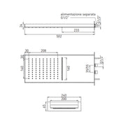 Kit doccia completo in acciaio inox cromato con soffione rettangolare pioggia e cascata Keller Taps by CeramicStore | Lo specialista del tuo bagno