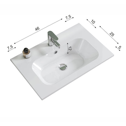 Mobile bagno sospeso con lavabo e specchio retroilluminato color Olmo Rousseau modello Gio' 02 60 cm by CeramicStore | Lo specialista del tuo bagno