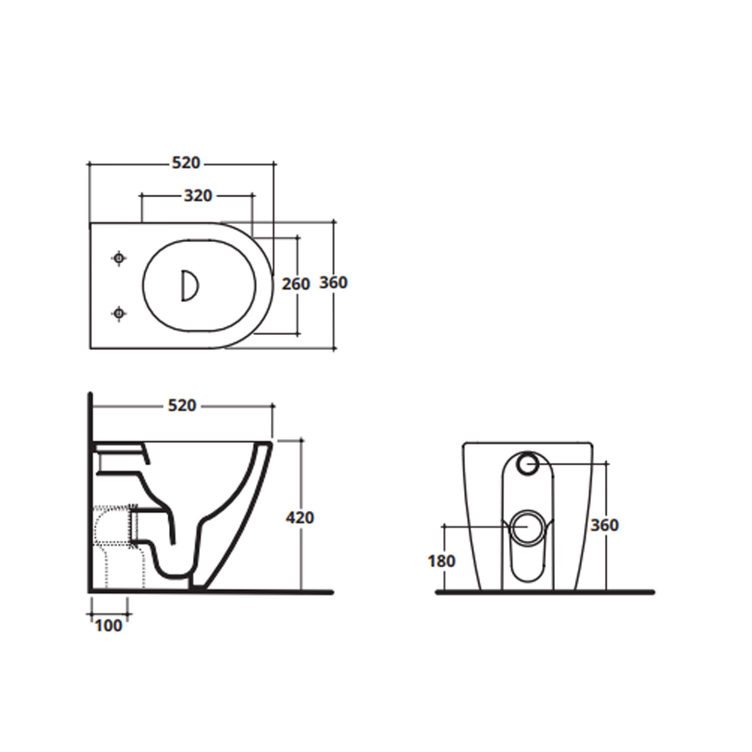 WC filomuro Althea modello Cover 52x36 cm Sedile SoftClose PlusTon colore Cemento