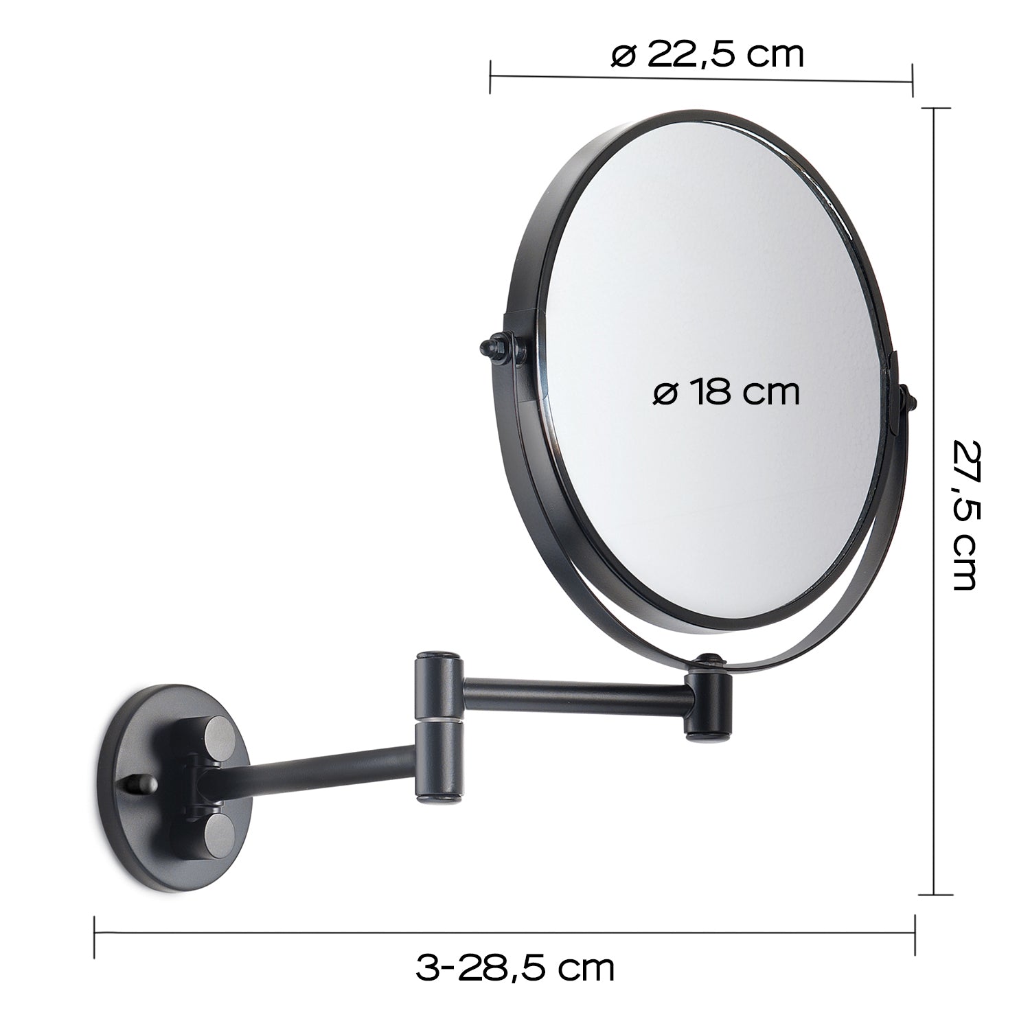 Specchio ingranditore Michel 3X in Acciaio Inox AISI 304 - Nero Matt by CeramicStore | Lo specialista del tuo bagno