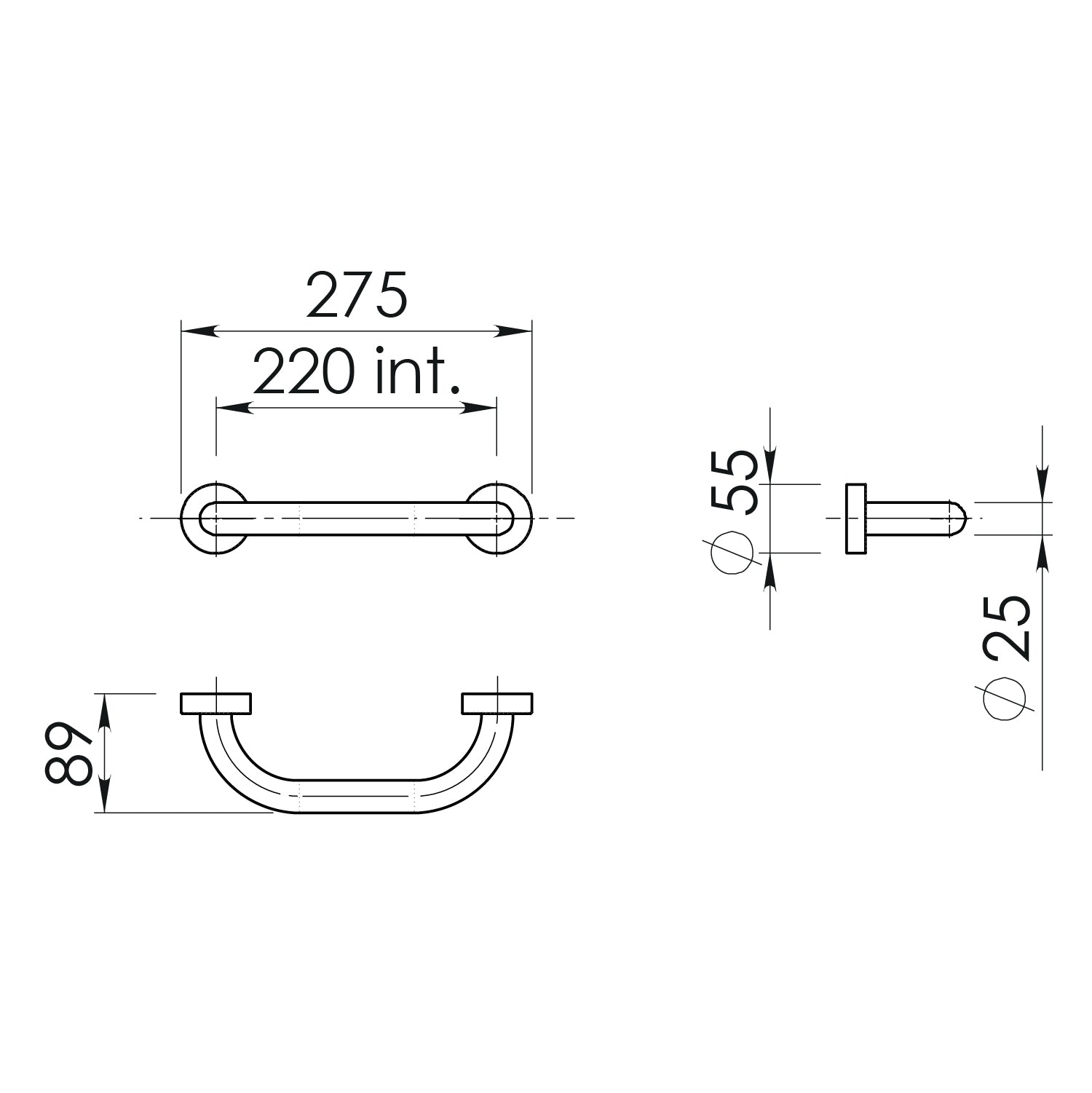 Maniglione 20 cm Up di Gedy in Acciaio Inox - Cromato by CeramicStore | Lo specialista del tuo bagno