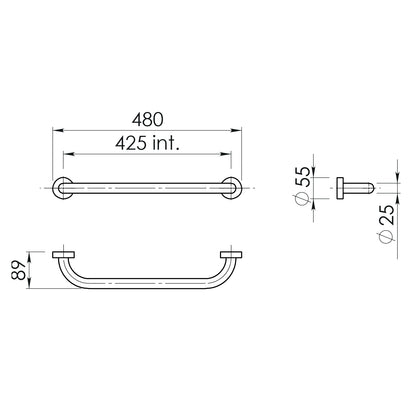 Maniglione 45 cm Up di Gedy in Acciaio Inox - Nero Matt by CeramicStore | Lo specialista del tuo bagno