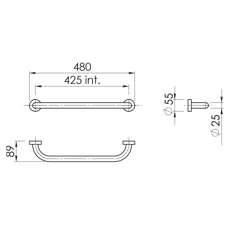 Maniglione 45 cm Up di Gedy in Acciaio Inox - Nero Matt by CeramicStore | Lo specialista del tuo bagno