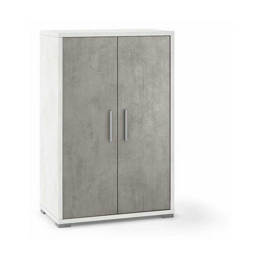 Mobile multiuso a 2 ante e 2 ripiani con maniglia satinata finitura frontale Cemento e laterale noce stelvio by Sarmog by CeramicStore | Lo specialista del tuo bagno