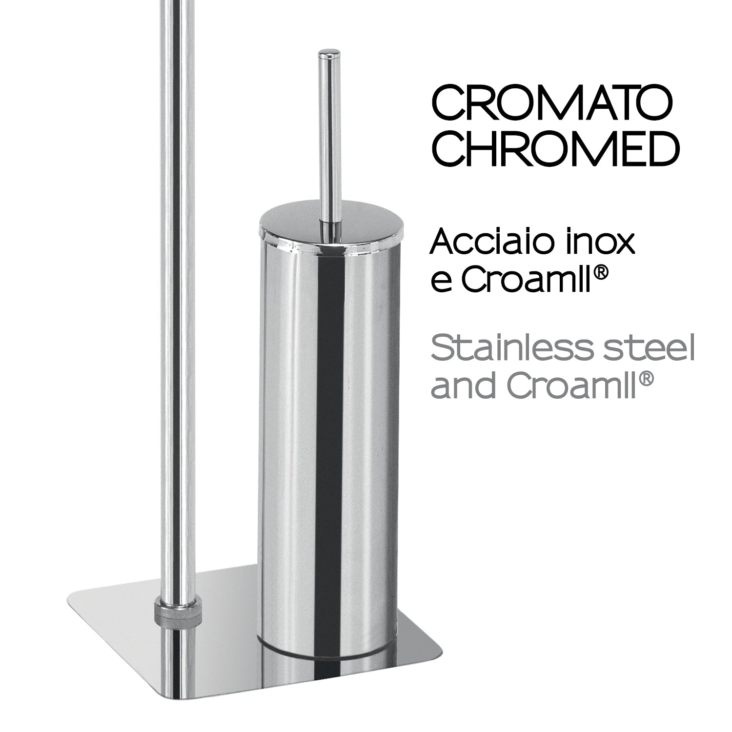 Piantana portarotolo e porta scopino Artà¹ di Gedy - Cromato
