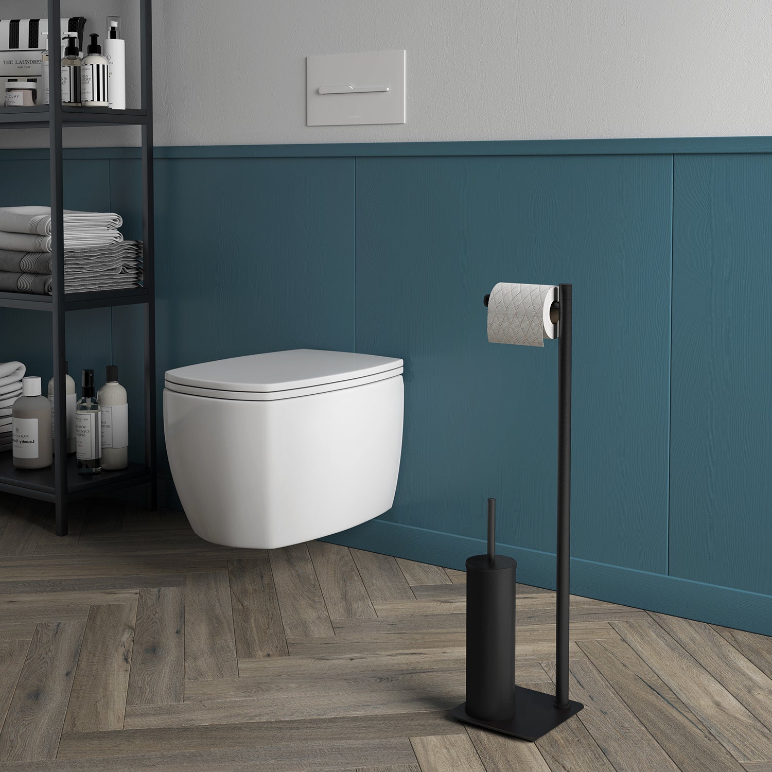 Piantana portarotolo e porta scopino Artà¹ di Gedy - Nero Matt