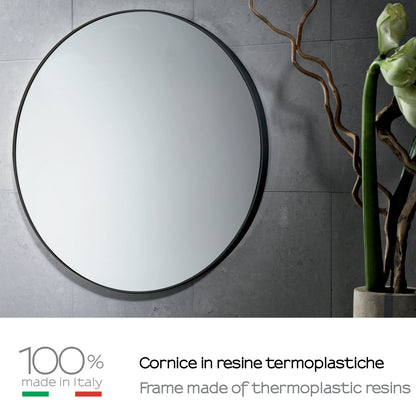 Specchio diametro 60 cm di Gedy con cornice in resine termoplastiche - Nero by CeramicStore | Lo specialista del tuo bagno