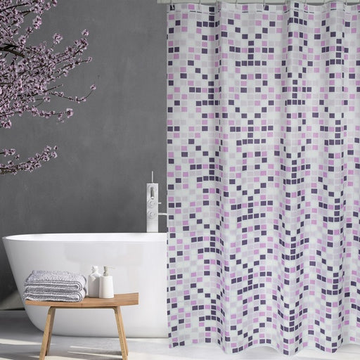 Tenda doccia in poliestere modello Mosaico 180 x 200 cm - Multicolore/Viola by CeramicStore | Lo specialista del tuo bagno