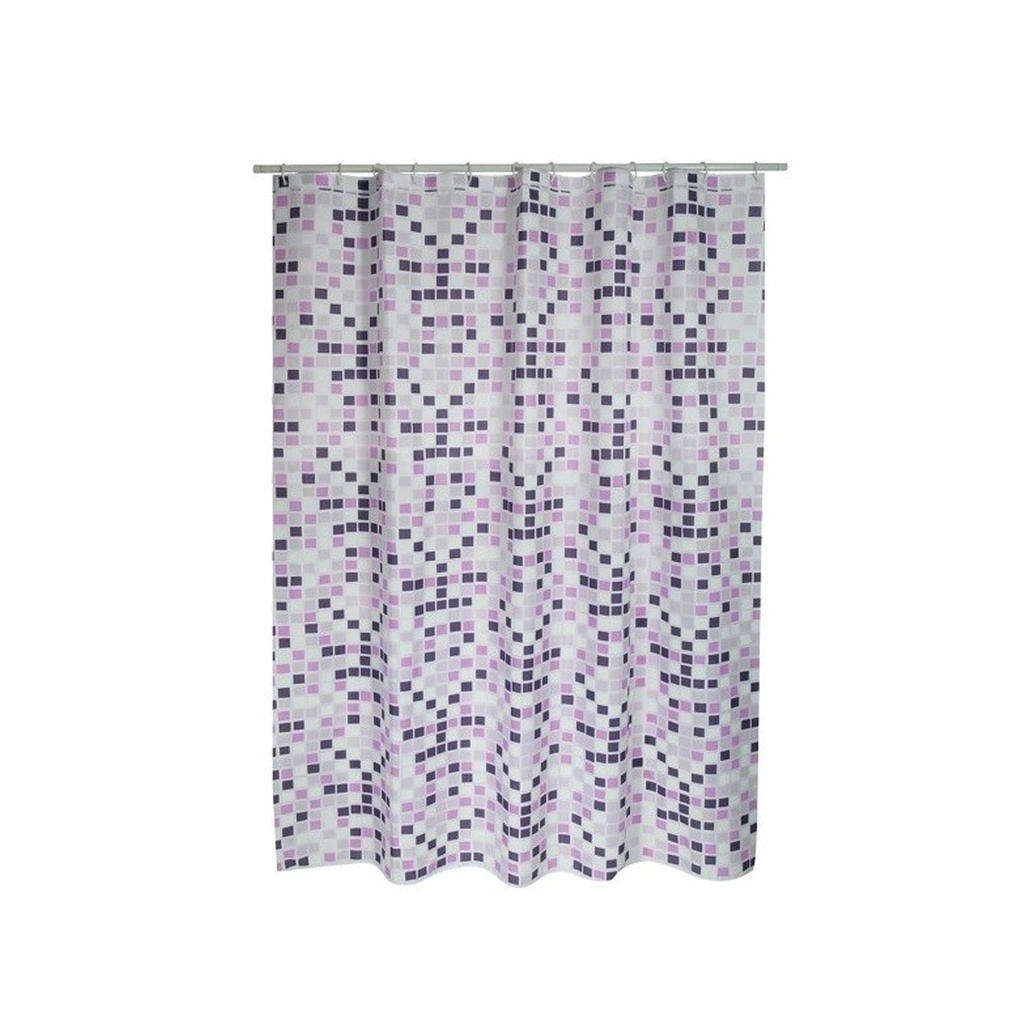 Tenda doccia in poliestere modello Mosaico 180 x 200 cm - Multicolore/Viola by CeramicStore | Lo specialista del tuo bagno