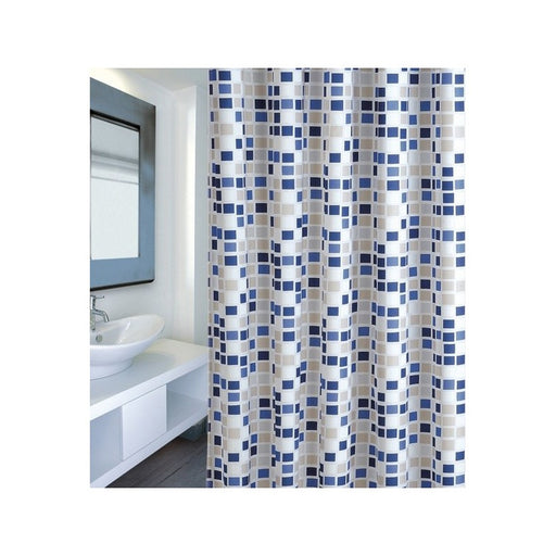 Tenda doccia in poliestere modello Mosaico 180 x 200 cm - Multicolore/Blu by CeramicStore | Lo specialista del tuo bagno