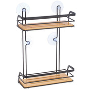 Mensola doccia con ventose a 2 livelli modello Hiko in Acciaio e Bambà¹ - Nero/Naturale by CeramicStore | Lo specialista del tuo bagno