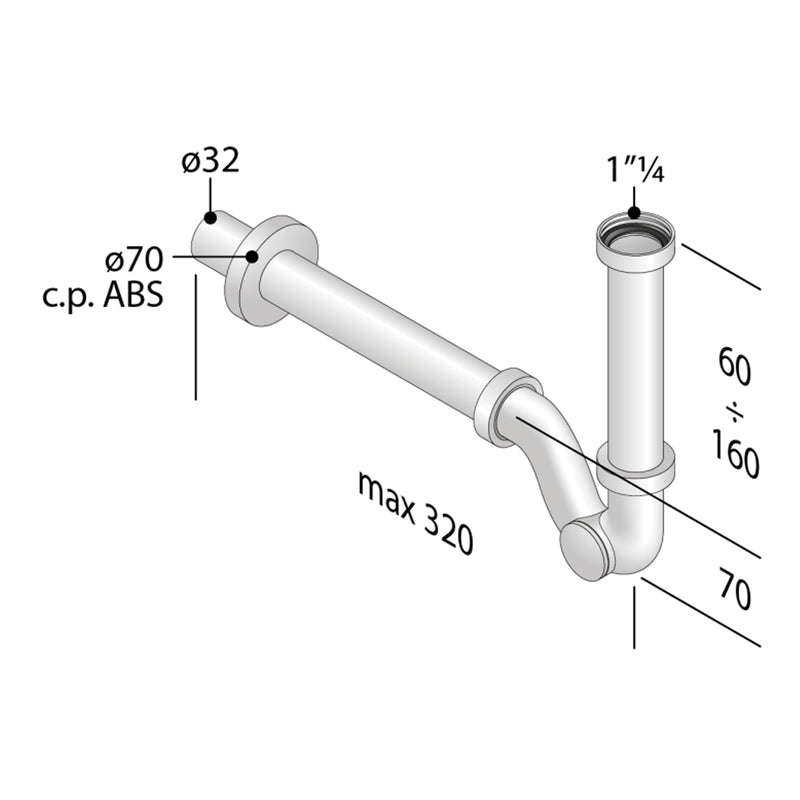 Sifone in ABS per lavabo e bidet con portata maggiorata - Cromo by CeramicStore | Lo specialista del tuo bagno