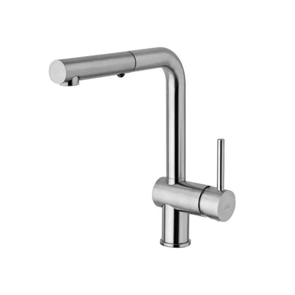 Miscelatore lavello con canna orientabile e doccia estraibile Paffoni Light Exclusive Edition in ottone Steel Looking by CeramicStore | Lo specialista del tuo bagno