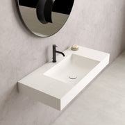 Lavabo rettangolare con piani laterali T-Edge 100x47x12 cm Ceramica Globo €“ Bianco lucido