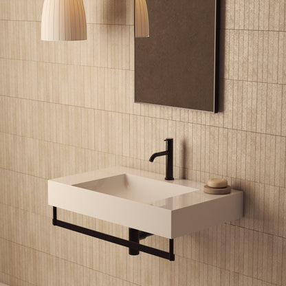 Lavabo rettangolare con piani laterali T-Edge 80x47x12 cm Ceramica Globo €“ Bianco lucido