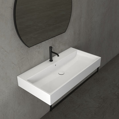 Lavabo rettangolare Stone 100x50x13 cm Ceramica Globo €“ Bianco lucido