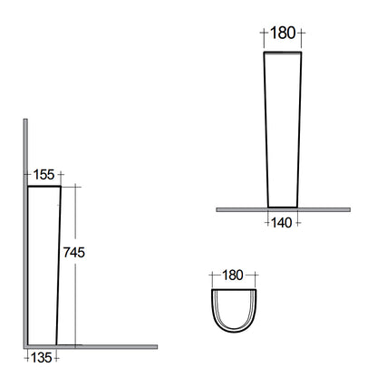 Colonna per lavabo modello Illusion di Rak Ceramics compatibile con lavabi della linea da 65-60-55. Altezza cm 74,5 by CeramicStore | Lo specialista del tuo bagno