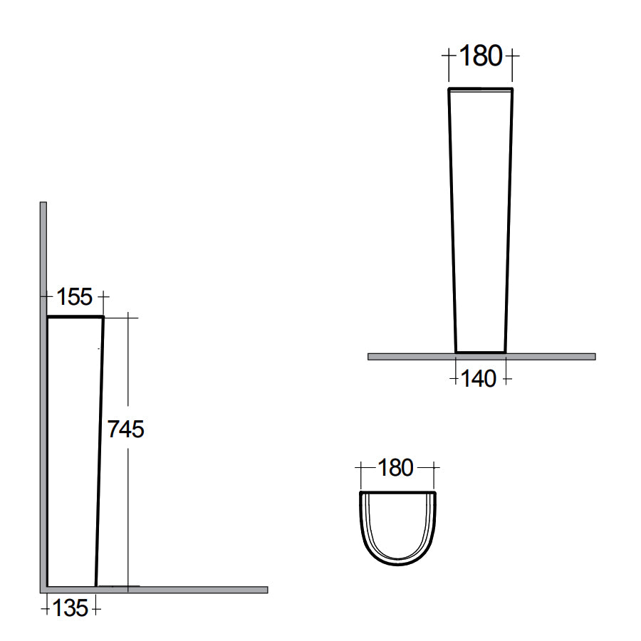 Colonna per lavabo modello Illusion di Rak Ceramics compatibile con lavabi della linea da 65-60-55. Altezza cm 74,5 by CeramicStore | Lo specialista del tuo bagno