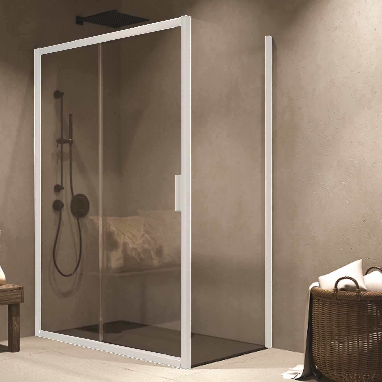 Parete fissa Barbados 75cm cristallo 6mm profilo bianco Made in Italy by CeramicStore | Lo specialista del tuo bagno
