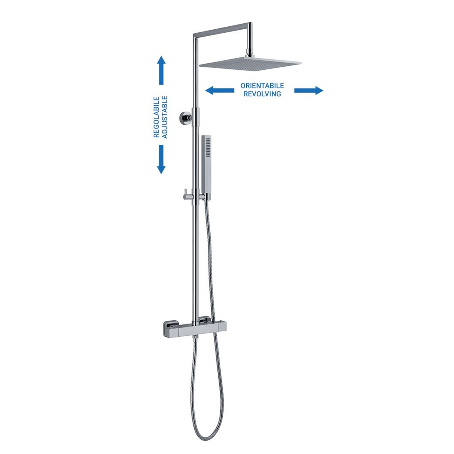 Colonna doccia tonda 2,4cm con soffione Parigi e termostatico TM1Q