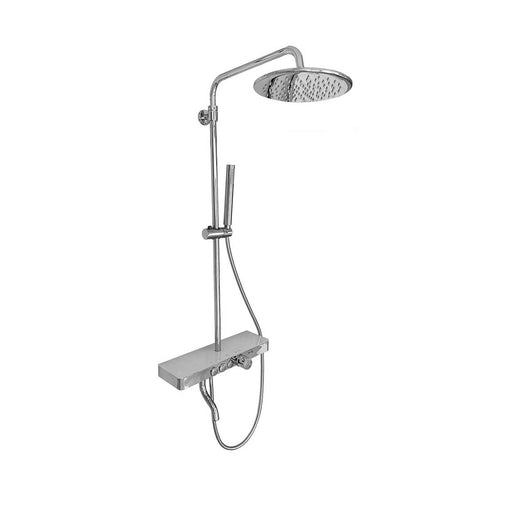 Colonna doccia tonda con soffione tondo, lavapiedi e termostatico by CeramicStore | Lo specialista del tuo bagno